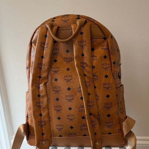 MCM Cognac Backpack with Gold and Black Studs - Picture 4 of 10